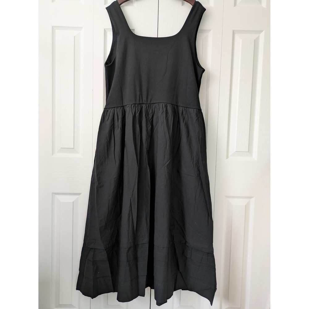 J. Crew Drop Waist‎ Mixy Dress With Poplin Skirt Size L Black Midi NWT CJ497 - Picture 3 of 6